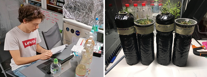 Étudiant interpretant des résultats pour une expérience spatial